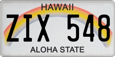 HI license plate ZIX548
