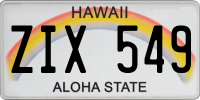 HI license plate ZIX549