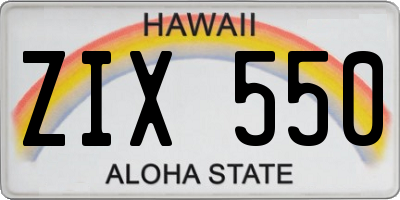 HI license plate ZIX550