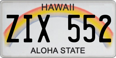 HI license plate ZIX552