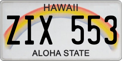 HI license plate ZIX553