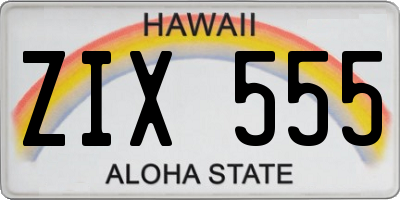 HI license plate ZIX555