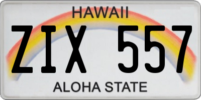 HI license plate ZIX557
