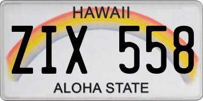 HI license plate ZIX558
