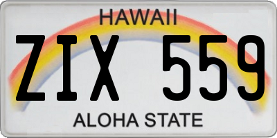 HI license plate ZIX559