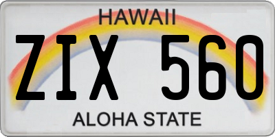HI license plate ZIX560