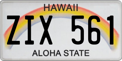 HI license plate ZIX561