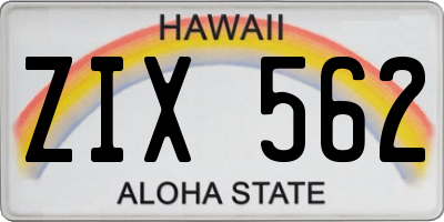 HI license plate ZIX562