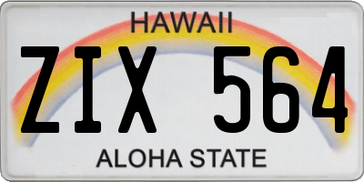 HI license plate ZIX564