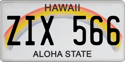 HI license plate ZIX566