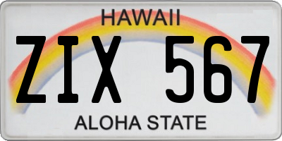 HI license plate ZIX567