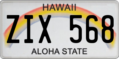 HI license plate ZIX568
