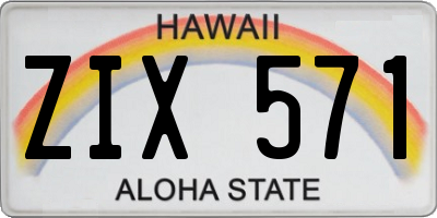 HI license plate ZIX571