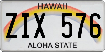 HI license plate ZIX576