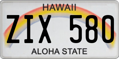 HI license plate ZIX580