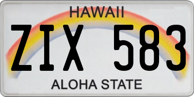 HI license plate ZIX583