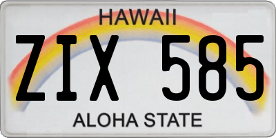 HI license plate ZIX585