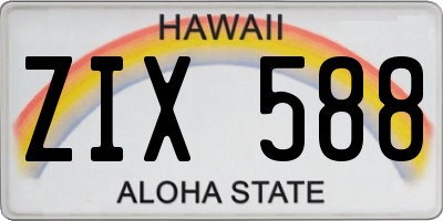 HI license plate ZIX588