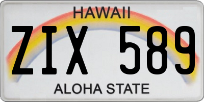 HI license plate ZIX589