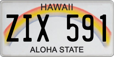 HI license plate ZIX591