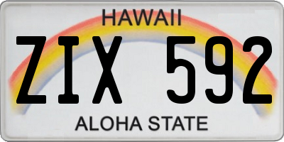 HI license plate ZIX592