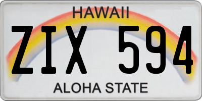 HI license plate ZIX594