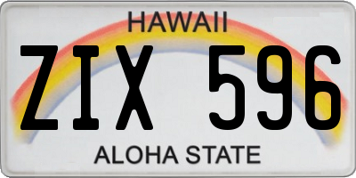 HI license plate ZIX596