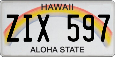 HI license plate ZIX597