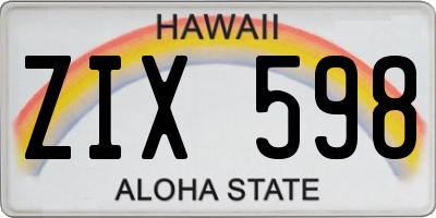 HI license plate ZIX598