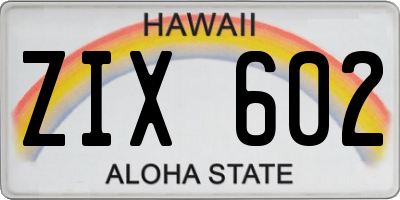 HI license plate ZIX602