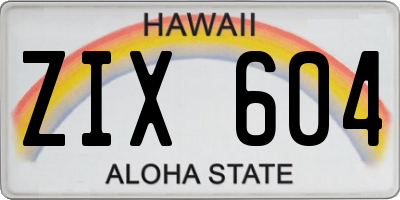 HI license plate ZIX604