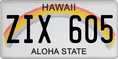 HI license plate ZIX605