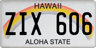 HI license plate ZIX606
