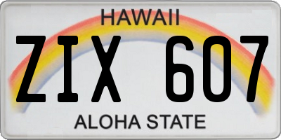 HI license plate ZIX607