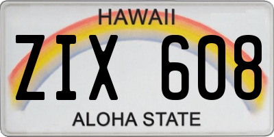 HI license plate ZIX608