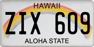 HI license plate ZIX609