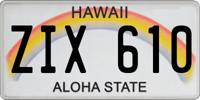 HI license plate ZIX610