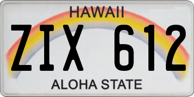 HI license plate ZIX612