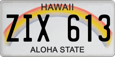 HI license plate ZIX613