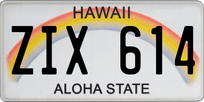 HI license plate ZIX614