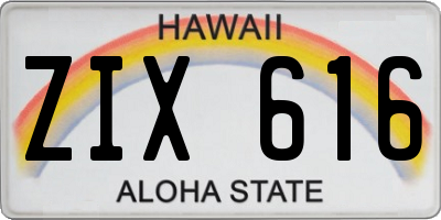 HI license plate ZIX616