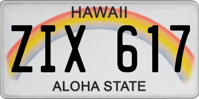 HI license plate ZIX617