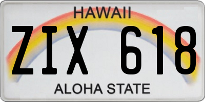 HI license plate ZIX618
