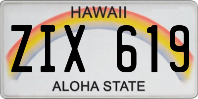 HI license plate ZIX619