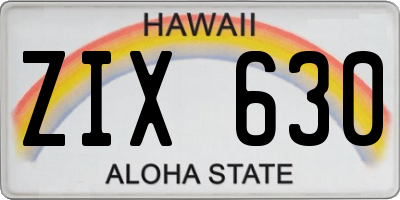 HI license plate ZIX630