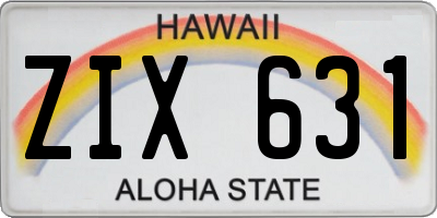 HI license plate ZIX631