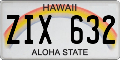 HI license plate ZIX632