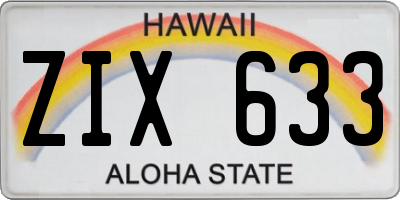 HI license plate ZIX633