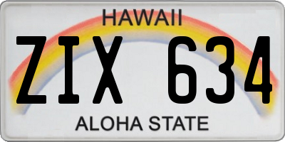 HI license plate ZIX634