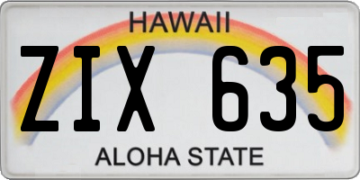 HI license plate ZIX635